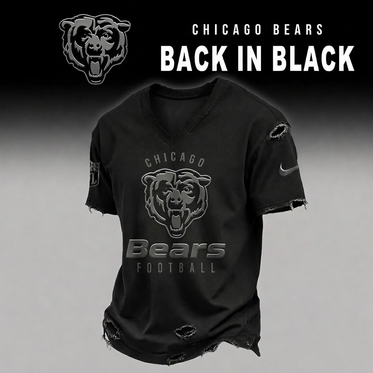 CHI x NFL Back In Black V-neck Shirt 290626