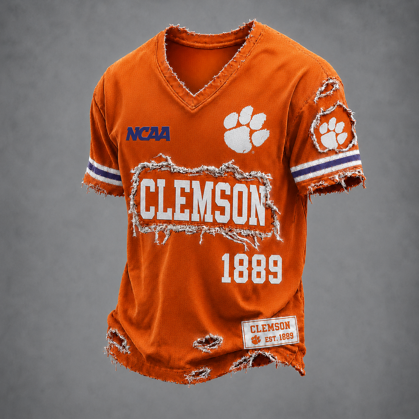 CLEM x NCAA LUXURY V-Neck T-Shirt 0506 DatND DVT