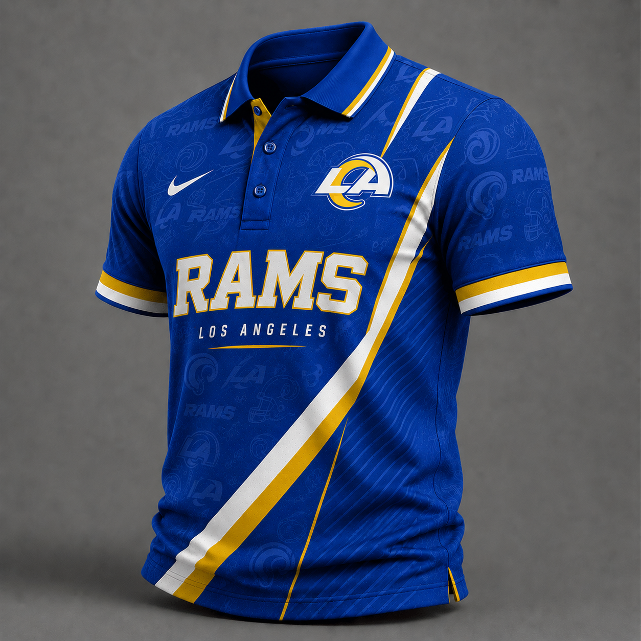 LAR Premium NFL Diagonal Stripe Polo Shirt