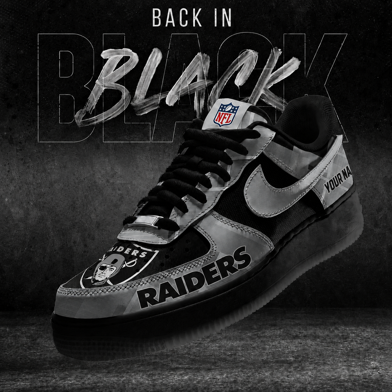 LVR x NFL Back In Black V2 AF1 Sneakers 270626