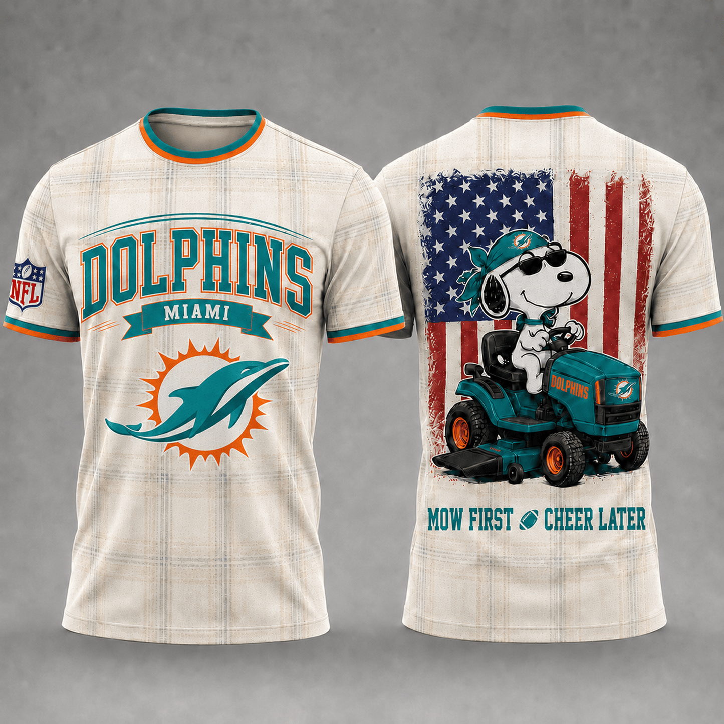MIA x NFL Premium Funny Football Snoopy 3D T-Shirt 0207