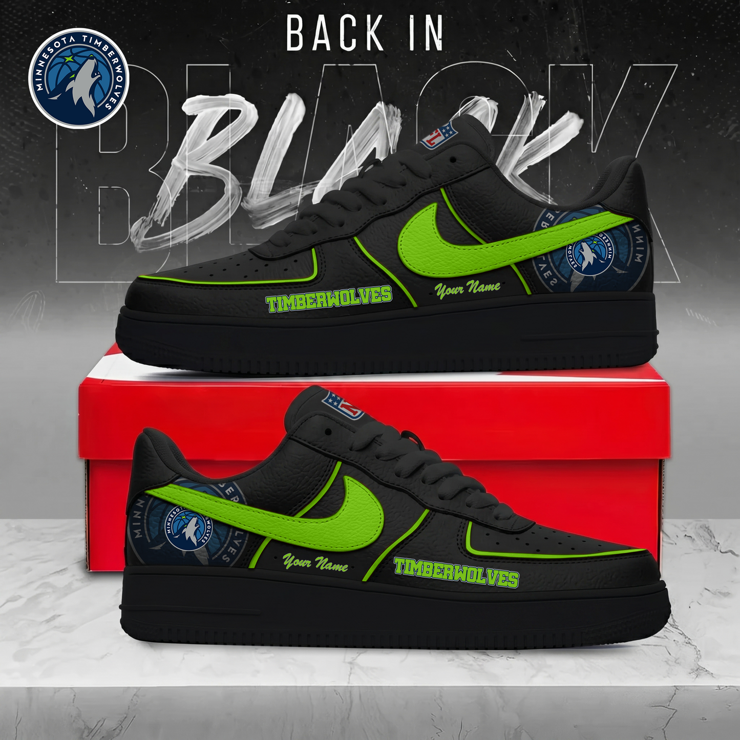 MT x NBA Back In Black AF1 Sneakers 270626