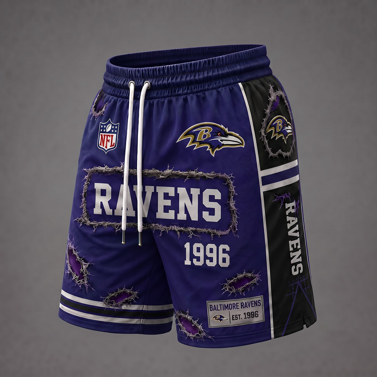NFL x BAL Distressed Shorts