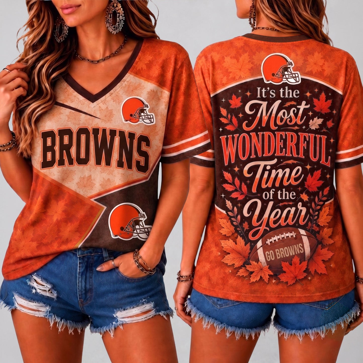 NFL x CLE Wonderful Time V-neck Shirt