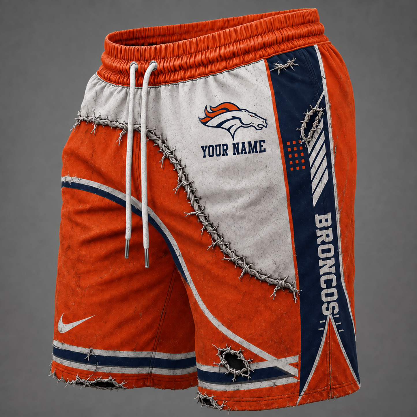NFL x DEN Distressed Custom Name Shorts
