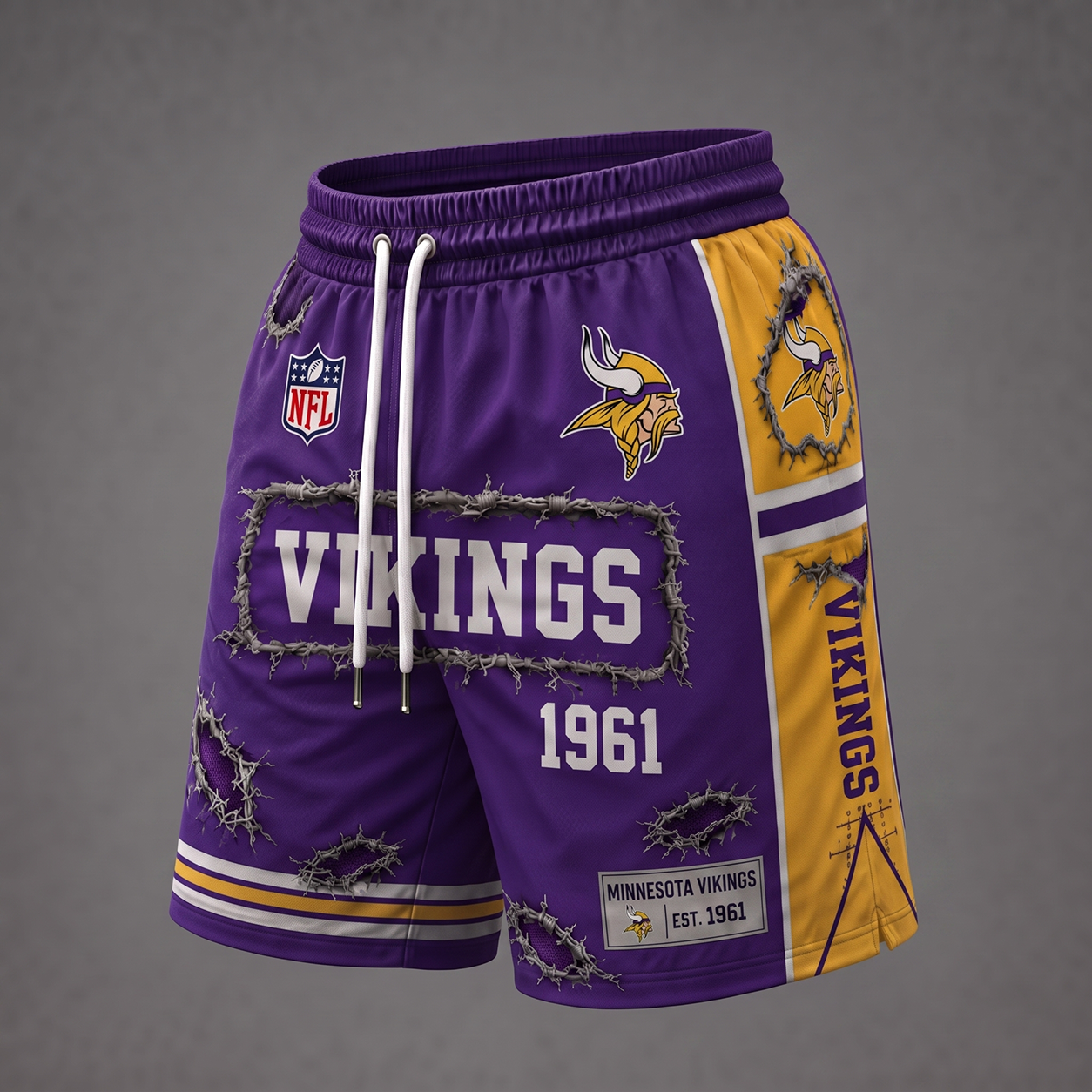 NFL x MIN Distressed Shorts