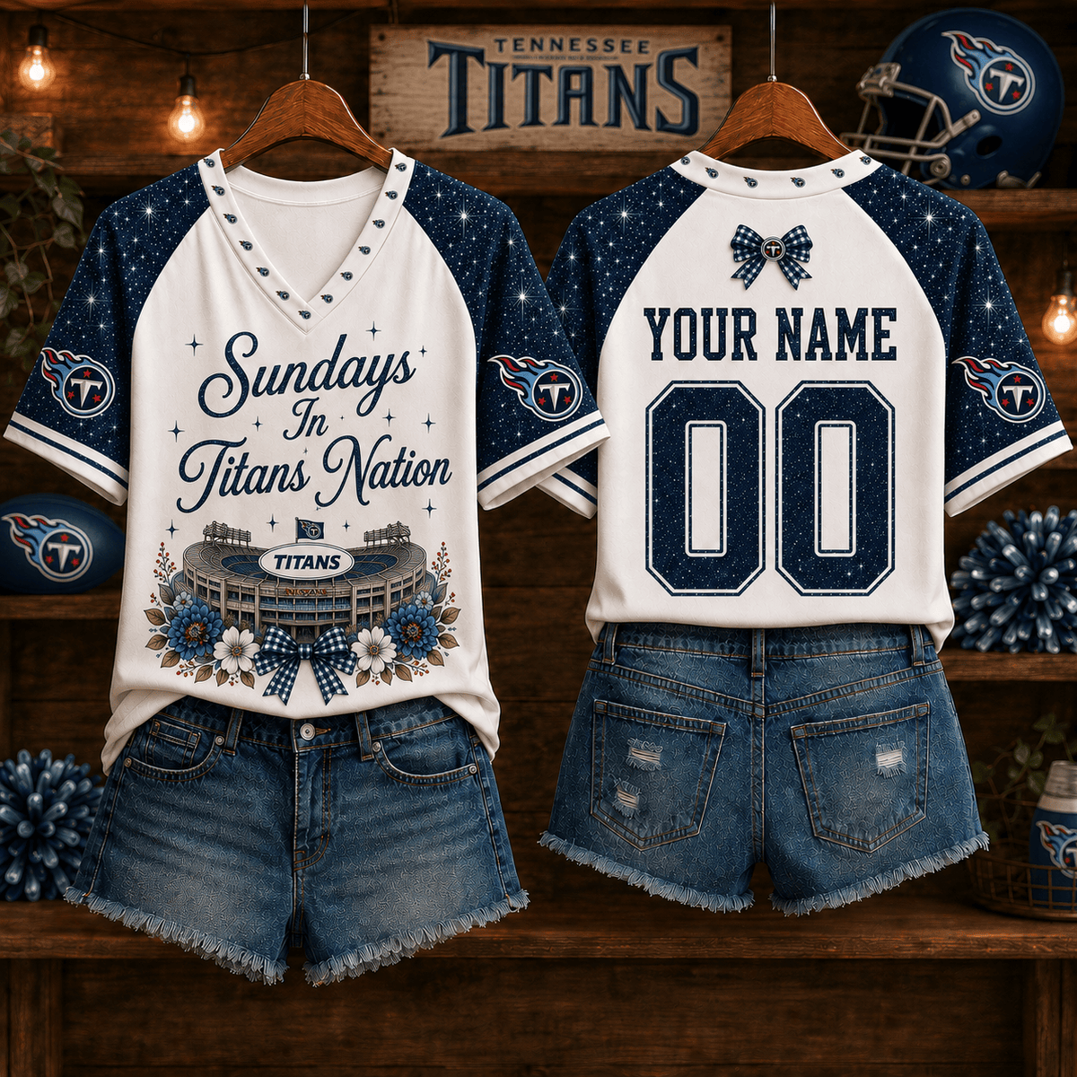 NFL x TEN Sundays in Nation Custom Name V-neck Shirt