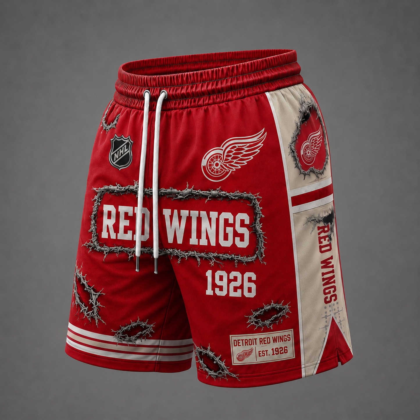 NHL x DET Distressed Shorts