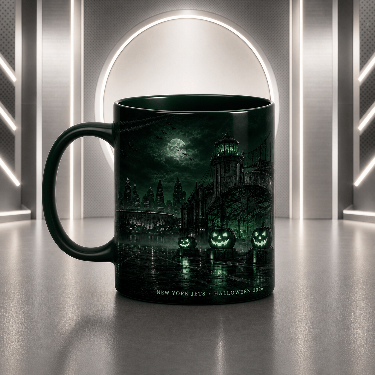 NYJ Halloween Football Mug – The Frozen Cornfield Spooky Fan Gift DDT