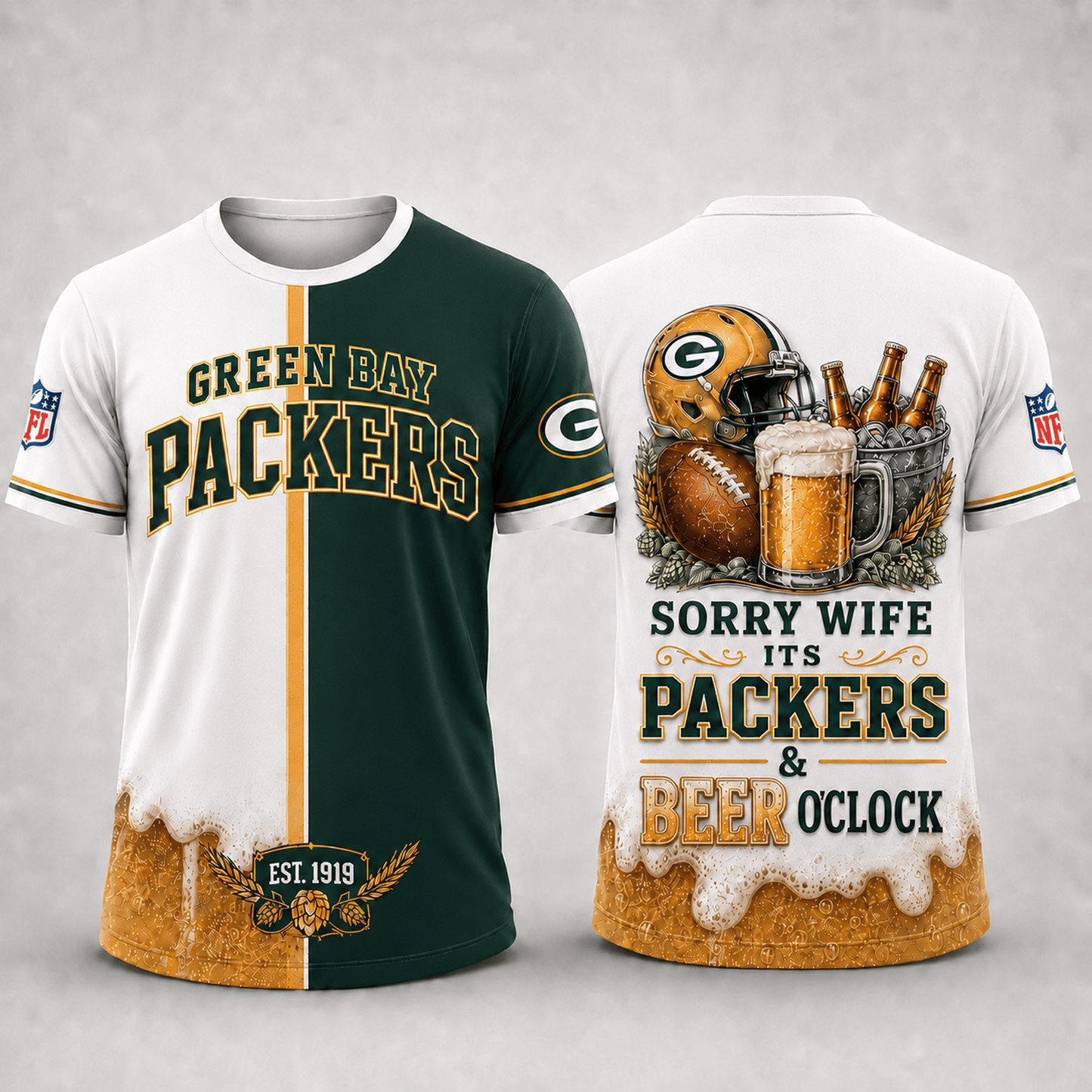 Premium NFL x GB Sorry Wife It's Match Day And Beer Time Funny Sports Fan 3D Shirt 290626