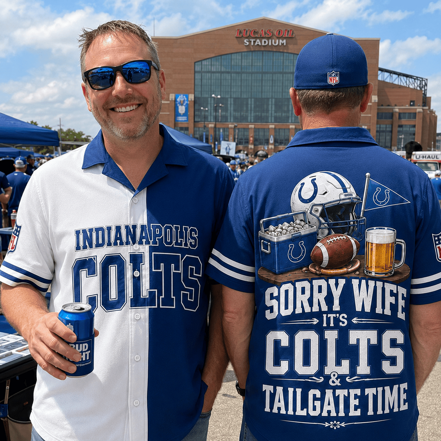 Premium NFL x IND Funny Football Fan Hawaiian Shirt Sorry Wife It's Tailgate Time Button 300626