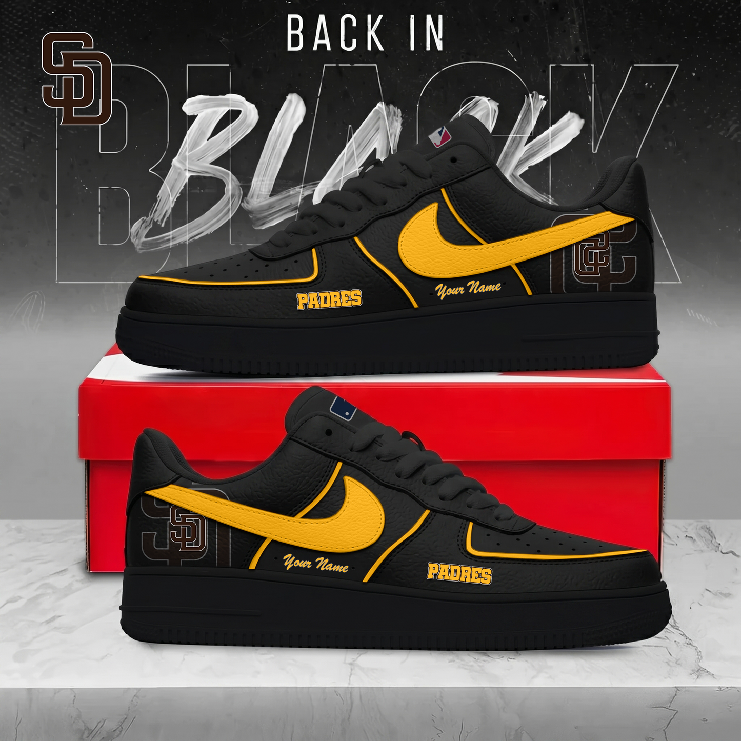 SDP x MLB Back In Black AF1 Sneakers 270626