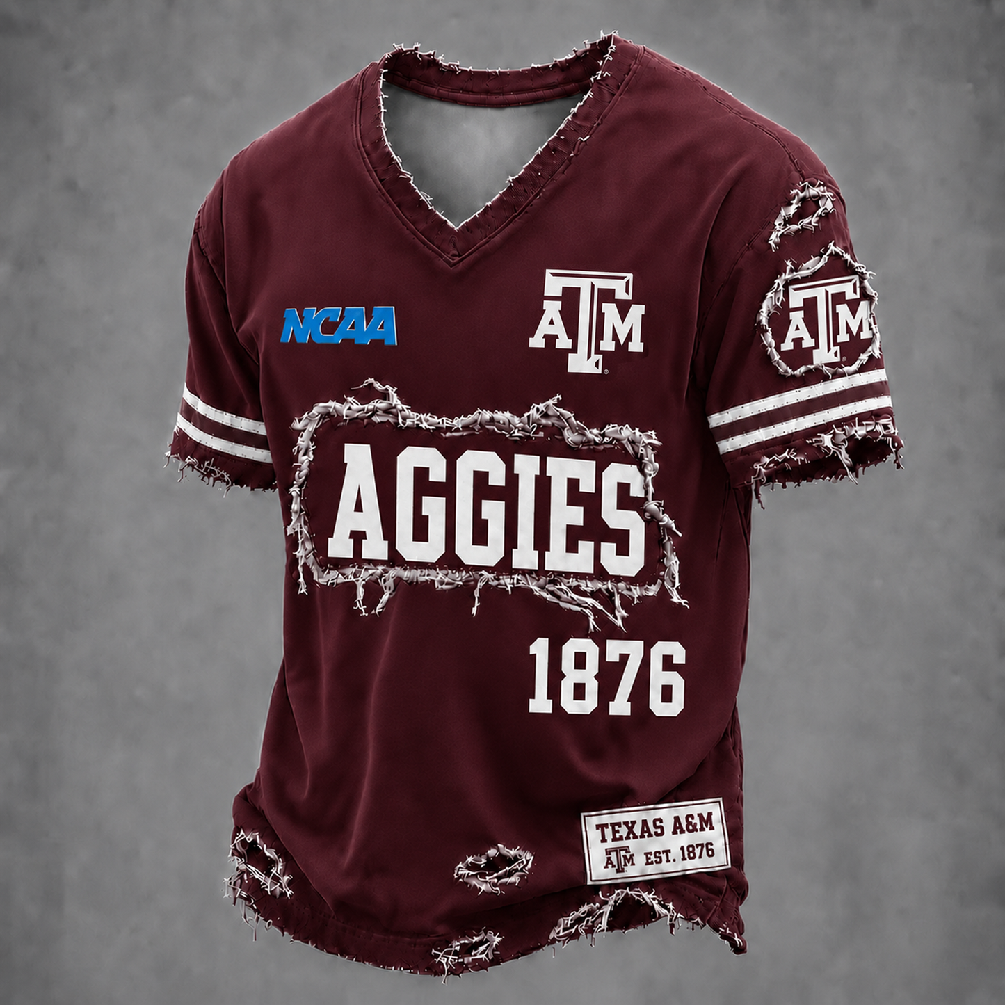 TAMU x NCAA LUXURY V-Neck T-Shirt 0506 DatND DVT