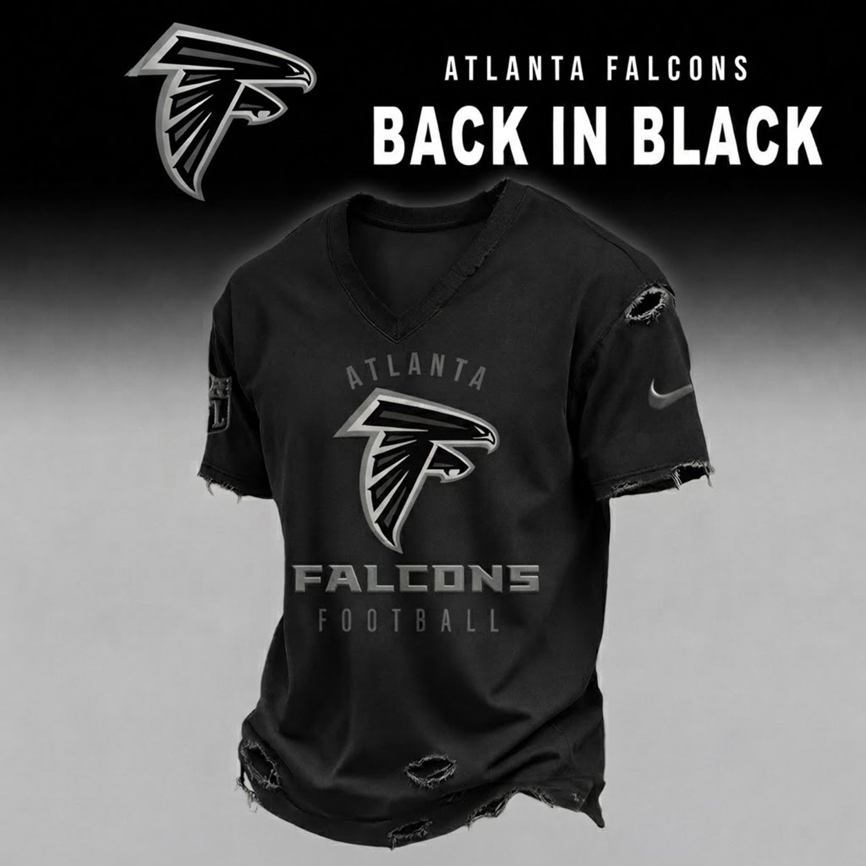 AF x NFL Back In Black V-neck Shirt 290626