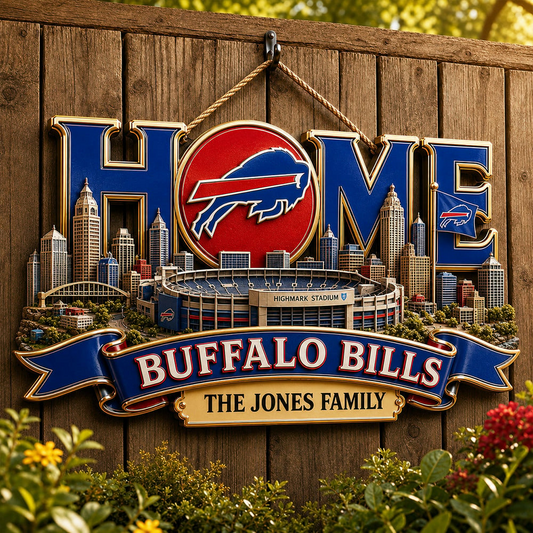 BB x NFL Team Home Metal Sign Custom Any Name Gifts For Home Decor