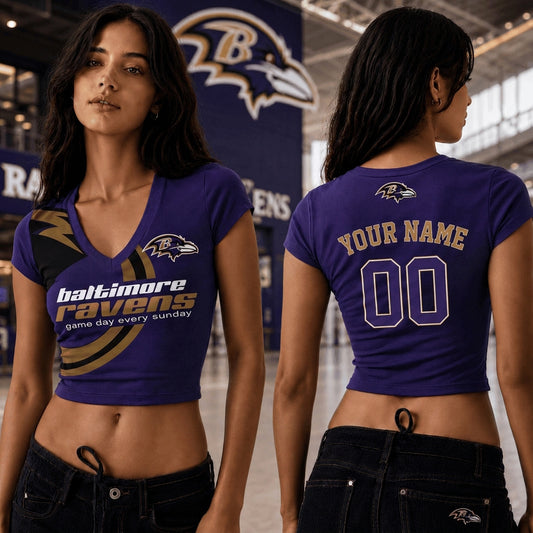 BR x NFL Premium Women V-neck Croptop Personalized Gift For Fan