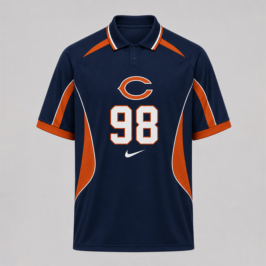 CHI Premium NFL Custom Number Sports Style Polo Shirt