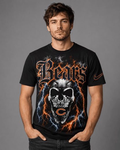 CHI Premium NFL Premium Skull Lightning Graphic T-Shirt