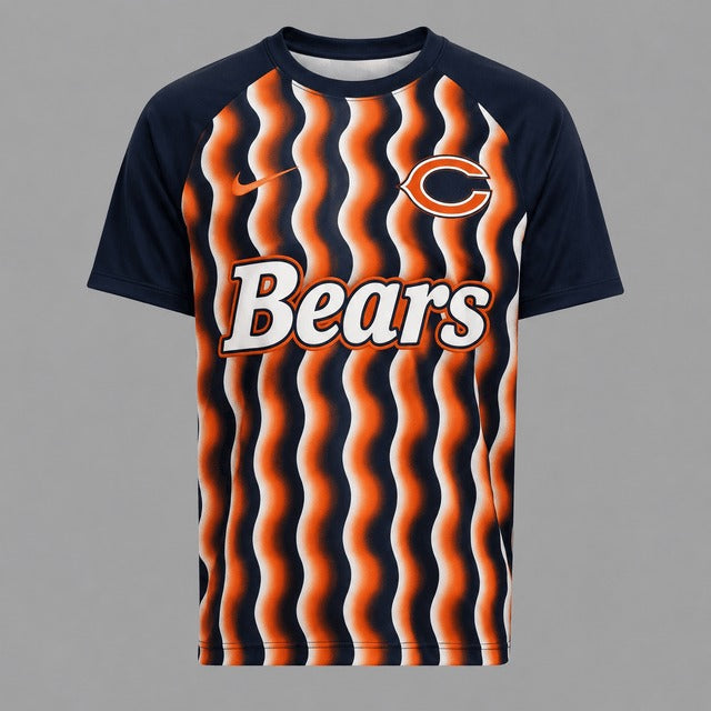 CHI Premium NFL Retro Wavy Pattern Athletic T-Shirt