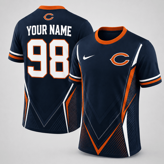 CHI x NFL Custom Name Number Personalized Athletic T-Shirt