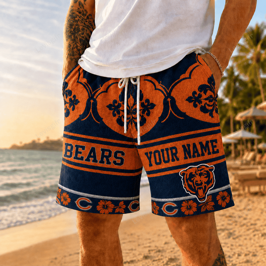 CHI x NFL Premium Beach Short Personalized Gift For Fan