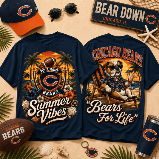 CHI x NFL Summer Tshirt Funny Dog Custom Any Name Gifts