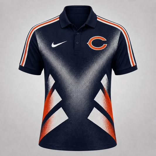 CHI x Premium NFL Sports Fan Geometric Pattern Polo Shirt