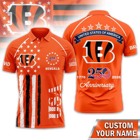 CIN Premium NFL American Semiquincentennial Polo Shirt 010726