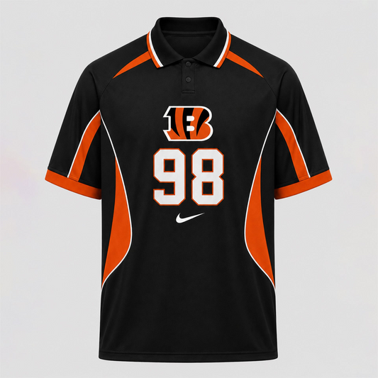 CIN Premium NFL Custom Number Sports Style Polo Shirt