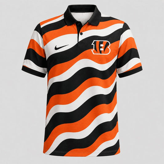 CIN Premium NFL Custom Striped Athletic Polo Shirt