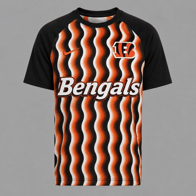 CIN Premium NFL Retro Wavy Pattern Athletic T-Shirt
