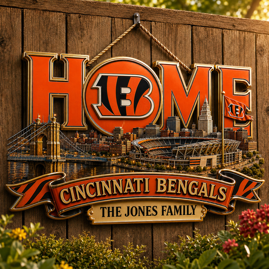 CIN x NFL Team Home Metal Sign Custom Any Name Gifts For Home Decor