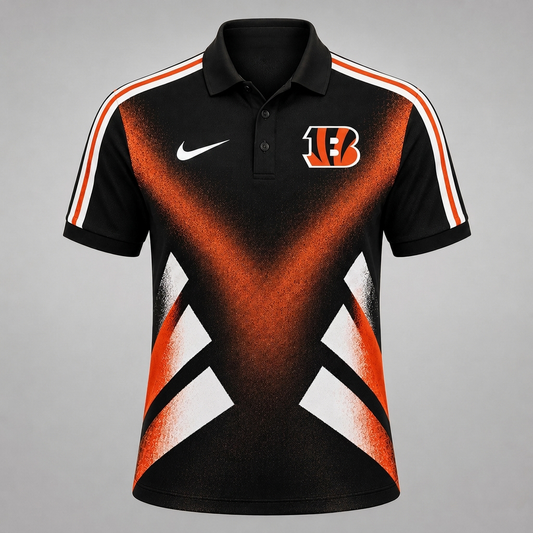 CIN x Premium NFL Sports Fan Geometric Pattern Polo Shirt