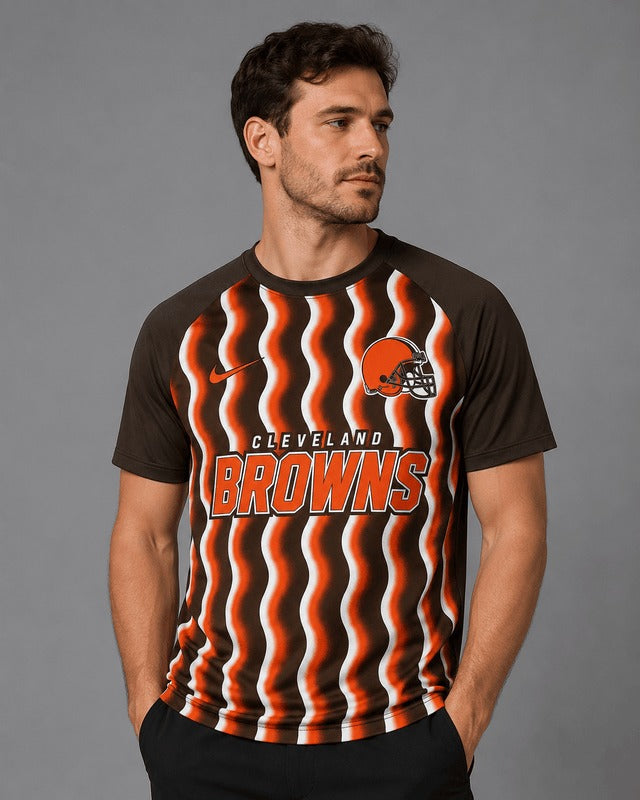 CLE Premium NFL Retro Wavy Pattern Athletic T-Shirt