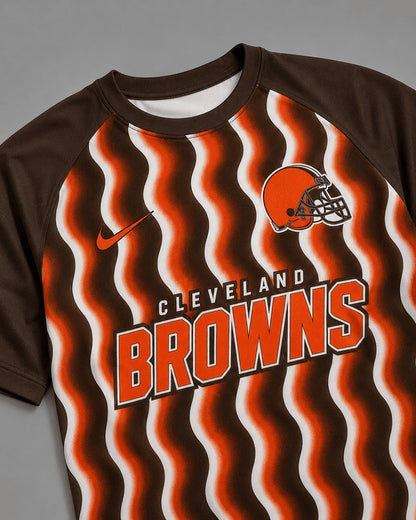 CLE Premium NFL Retro Wavy Pattern Athletic T-Shirt