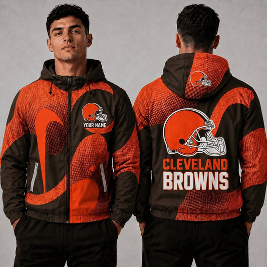 CLE x NFL Premium Windbreaker Jacket Personalized Gift For Fan
