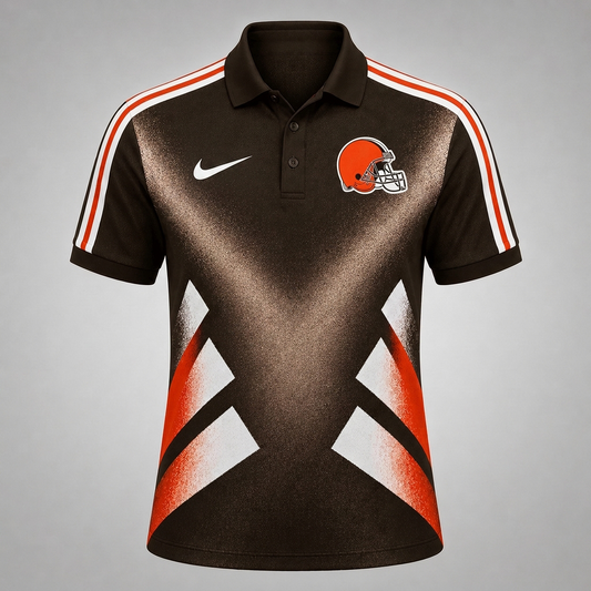 CLE x Premium NFL Sports Fan Geometric Pattern Polo Shirt