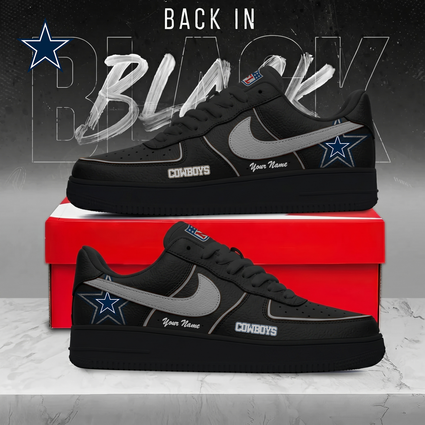 DC x NFL Back In Black AF1 Sneakers 250626