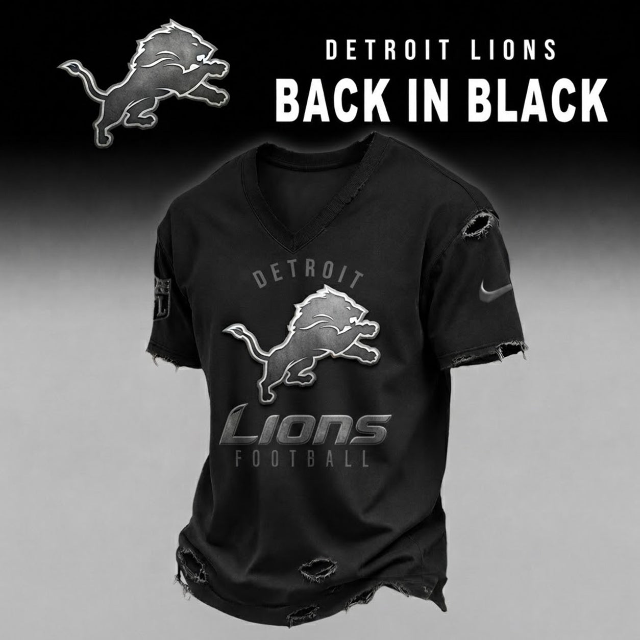 DL x NFL Back In Black V-neck Shirt 290626