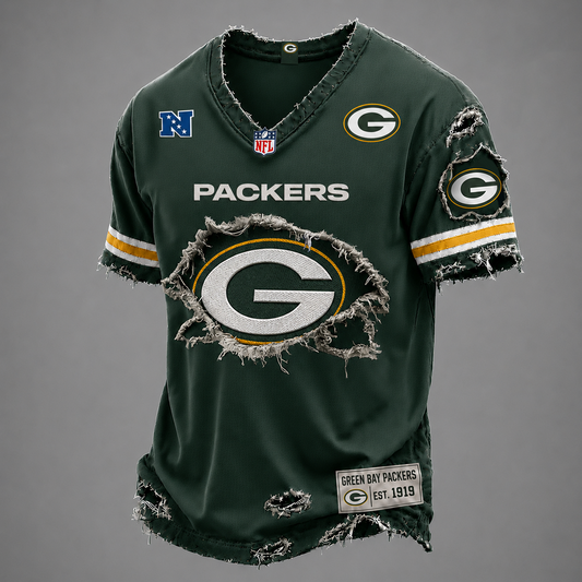 GB x NFL LUXURY V-Neck T-Shirt V3 1906