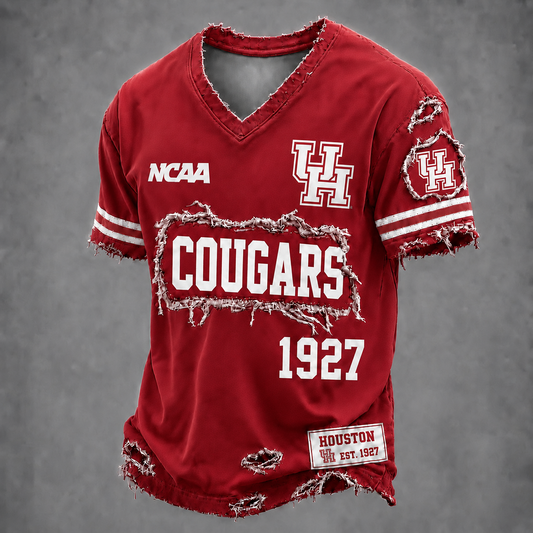 HOU x NCAA LUXURY V-Neck T-Shirt 0506 DatND DVT