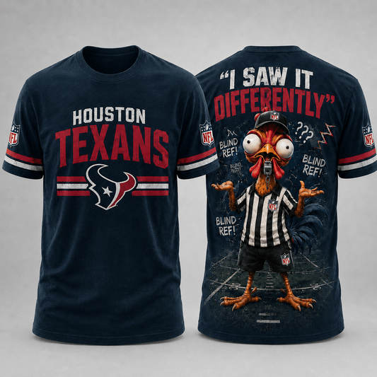 HOU x NFL Premium Funny Blind Referee Mocking 3D Shirt Football Game Day Enthusiasts