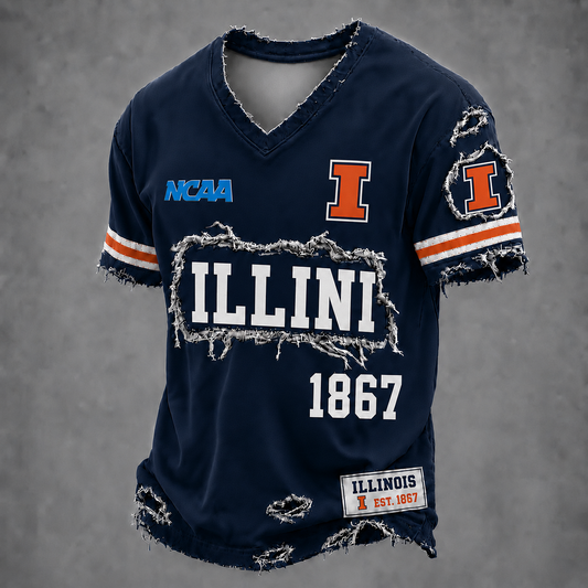 ILL x NCAA LUXURY V-Neck T-Shirt 0506 DatND DVT