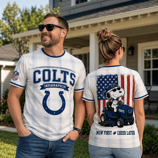 IND x NFL Premium Funny Football Snoopy 3D T-Shirt 0207