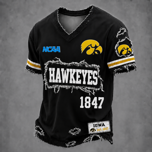 IOWA x NCAA LUXURY V-Neck T-Shirt 0506 DatND DVT