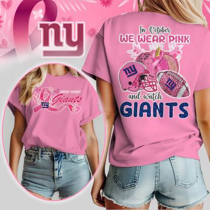 In October We Wear Pink And Watch NYG Shirt  300626