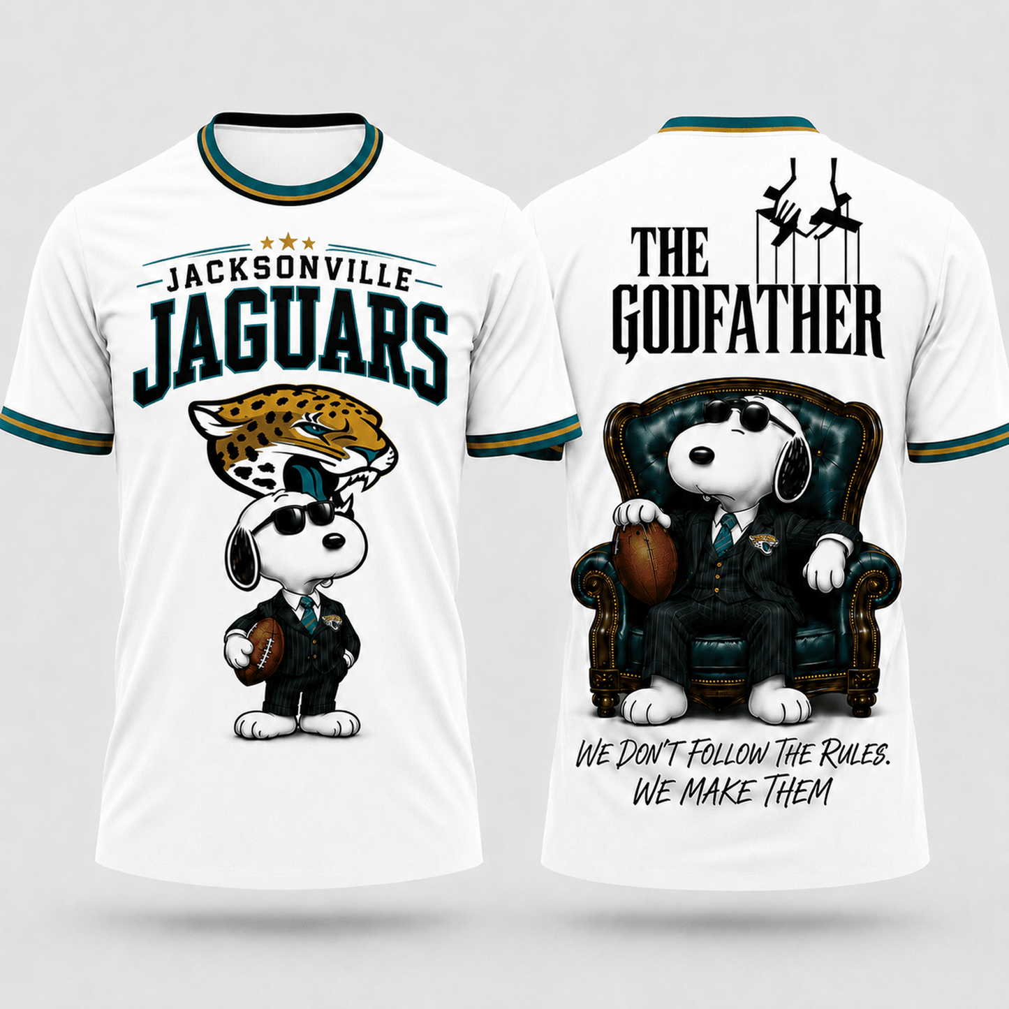 JAC x NFL Premium Funny Football Snoopy The Godfather Rule Maker Game Day 3D Shirt 0307