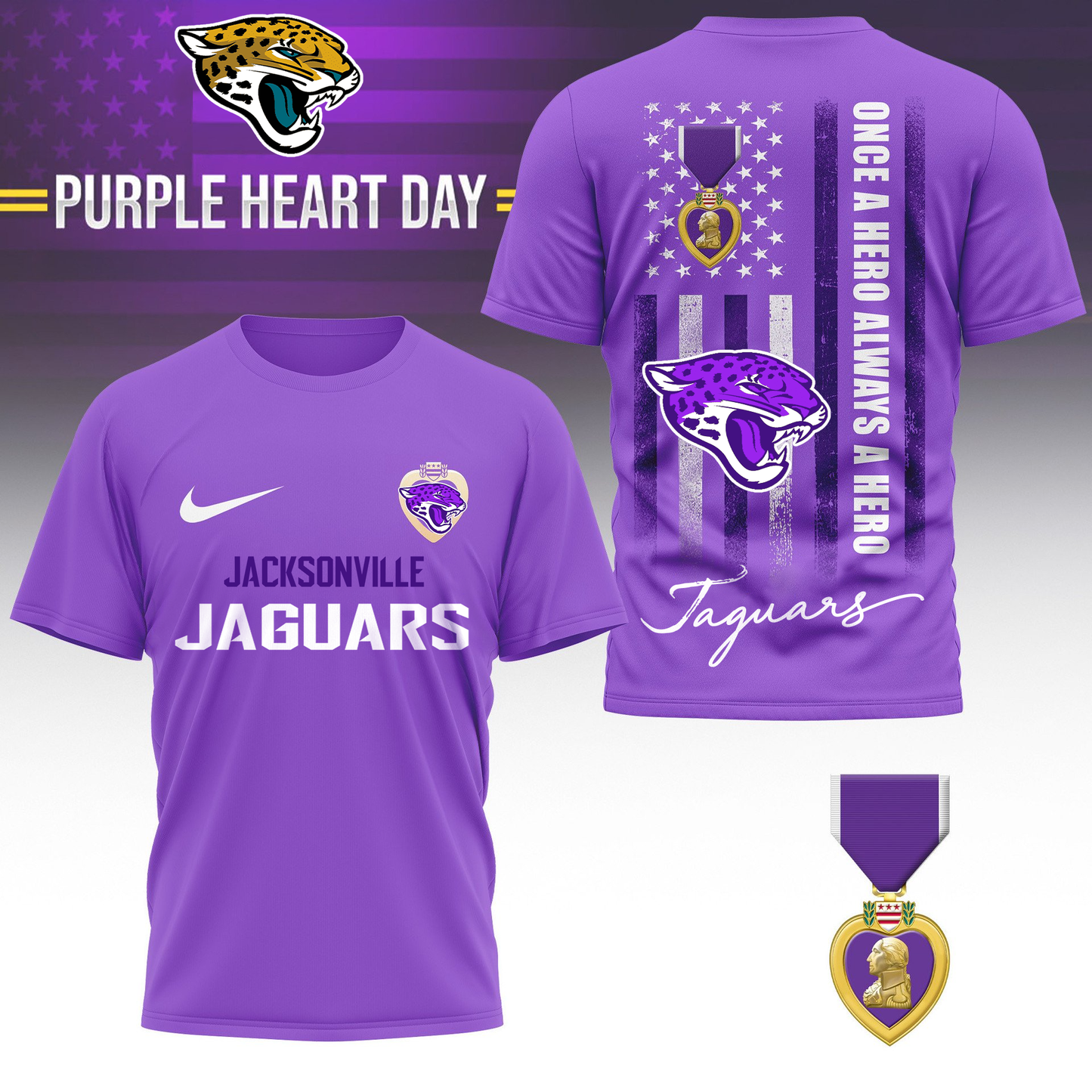 JJ Premium National Purple Hear Day 3D Shirt  300626