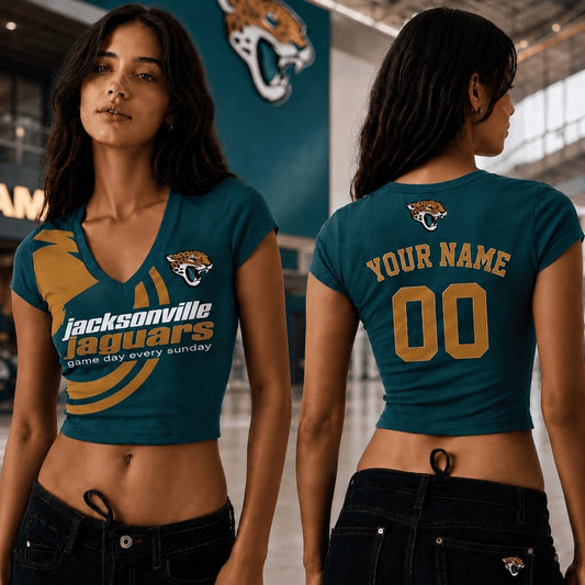 JJ x NFL Premium Women V-neck Croptop Personalized Gift For Fan