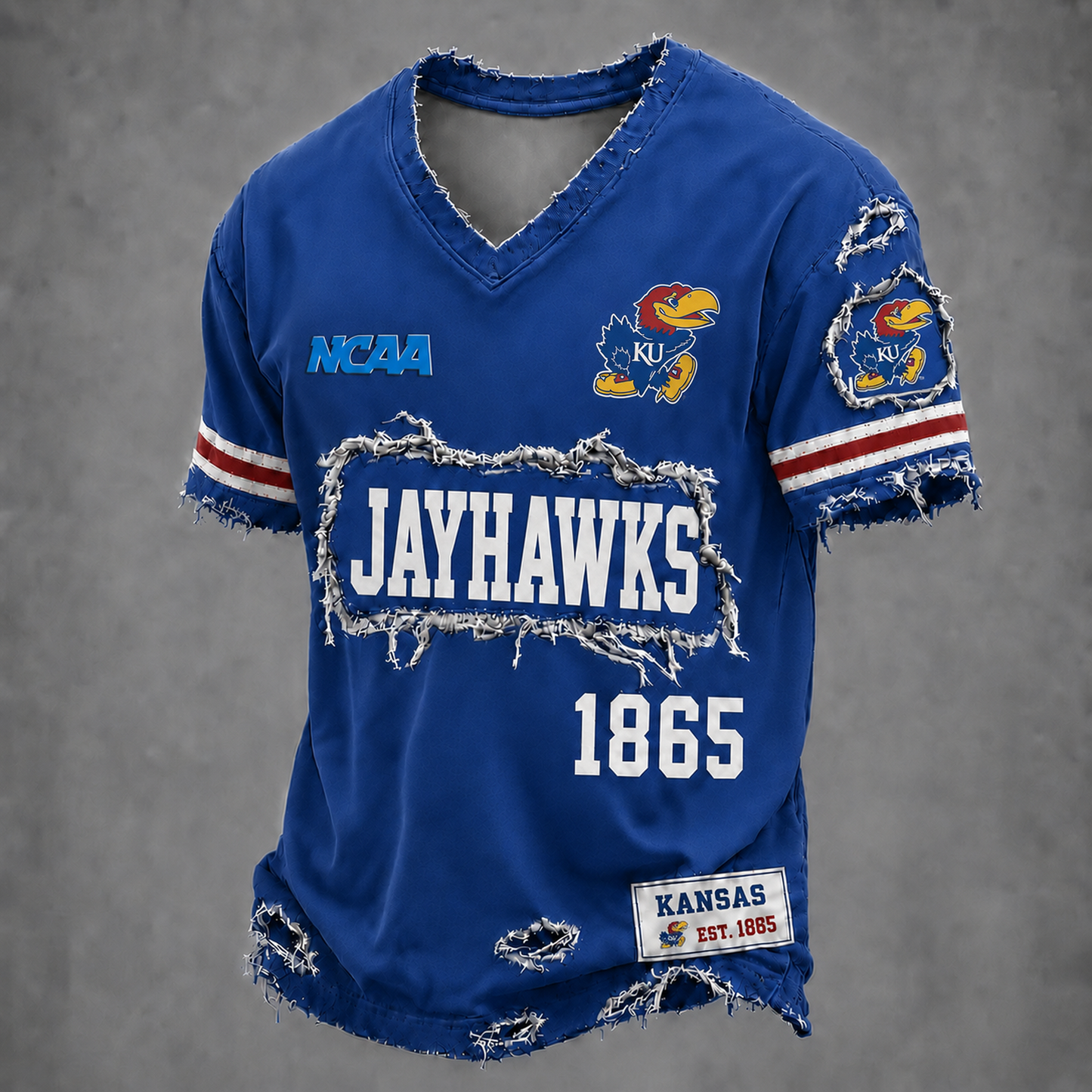 KU x NCAA LUXURY V-Neck T-Shirt 0506 DatND DVT